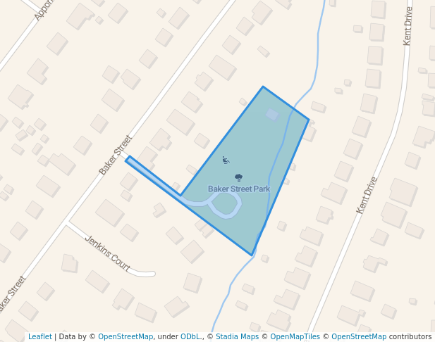 walking in Baker Street Park map in Manassas Park