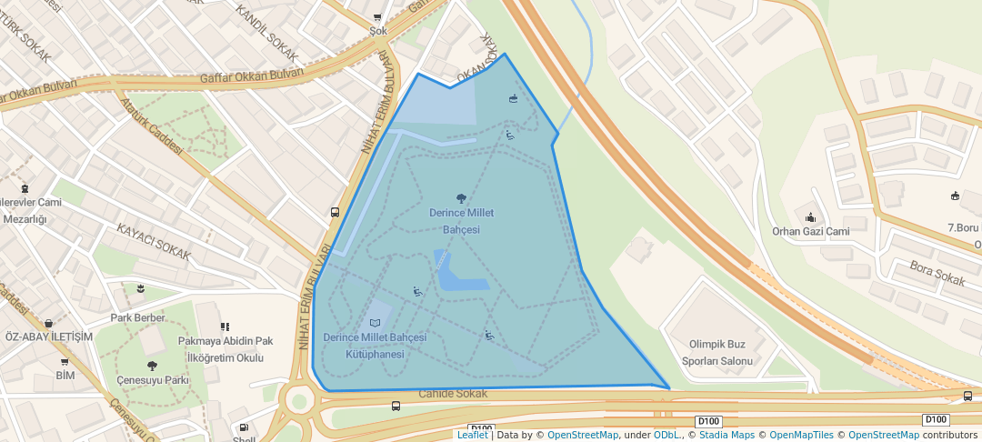 walking in Derince Millet Bahçesi map in Derince