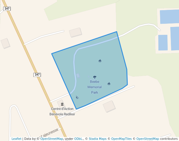 walking in Beebe Memorial Park map in Stanstead