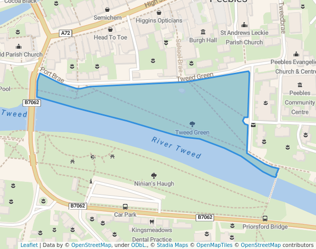 walking in Tweed Green map in Peebles