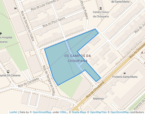 walking in Xardín da Choupana map in Santiago de Compostela