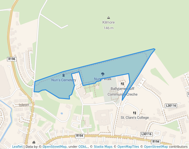 walking in Nuns' Walk map in Ballyjamesduff