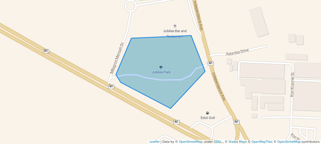 walking in Jubilee Park map in Takoradi