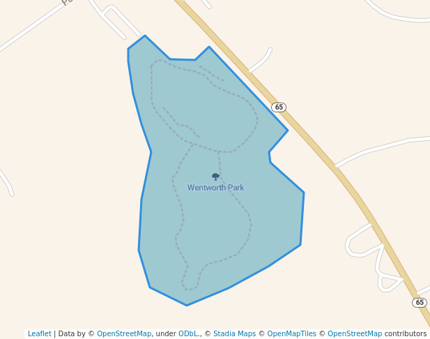 walking in Wentworth Park map in Reidsville