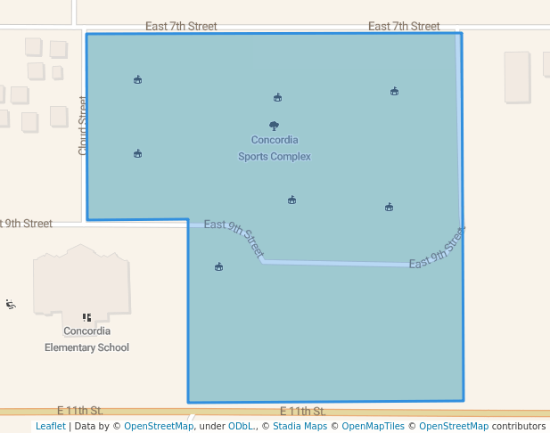 walking in Concordia Sports Complex map in Concordia
