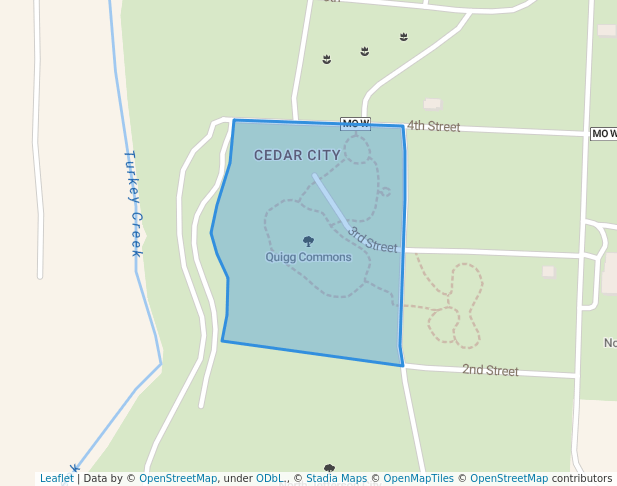 walking in Quigg Commons map in Jefferson City