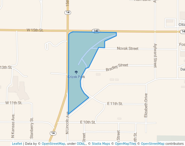 walking in Krizek Park map in Ellsworth