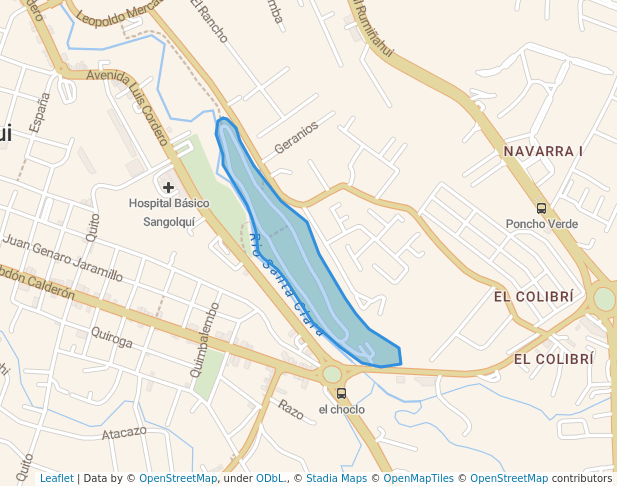 walking in Parque Lineal Santa Clara map in Sangolquí