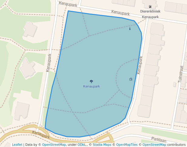 walking in Kenaupark map in Haarlem