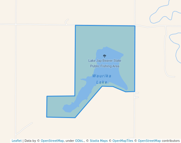 walking in Lake Jap Beaver State Public Fishing Area map in Waurika