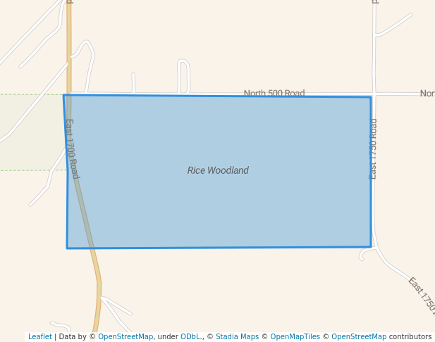 walking in Rice Woodland map in Baldwin City