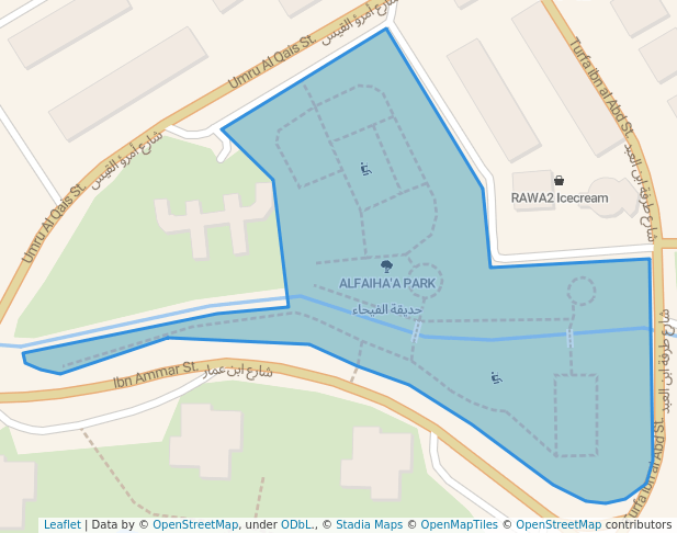 walking in ALFAIHA'A PARK map in Damascus