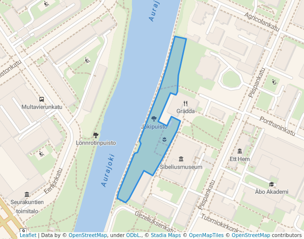 walking in Jokipuisto map in Turku