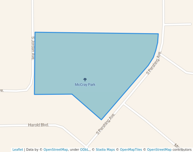 walking in McCray Park map in Liberal