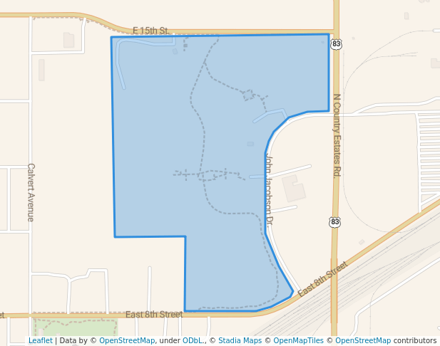 walking in Liberal Baseball Fields map in Liberal
