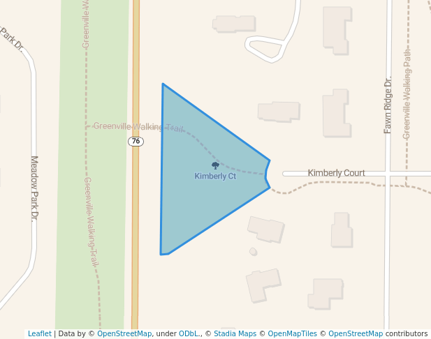 walking in Kimberly Ct map in Greenville