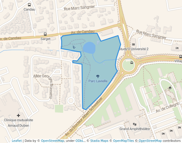 walking in Parc Lavielle map in Pessac