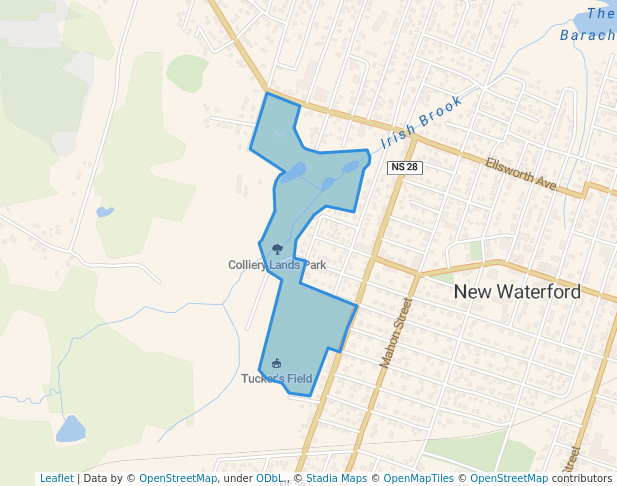 walking in Colliery Lands Park map in New Waterford