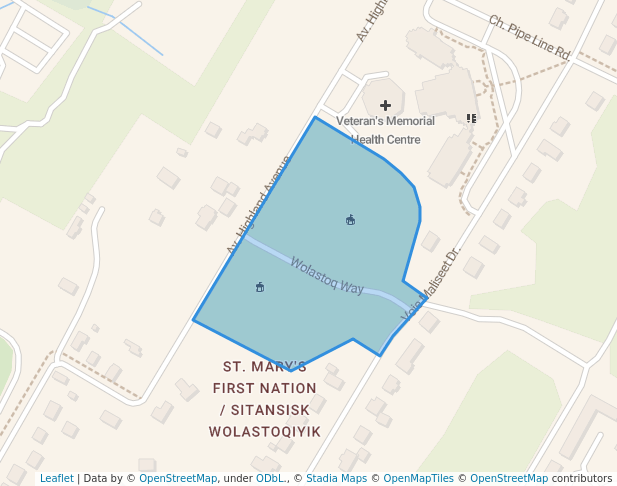 walking in Veterans Memorial Park map in Fredericton