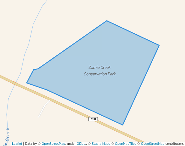 walking in Zamia Creek Conservation Park map in Moura