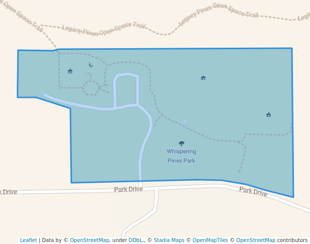 walking in Whispering Pines Park map in Franktown