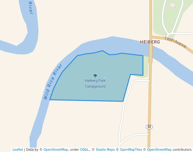 walking in Heiberg Park Campground map in Twin Valley