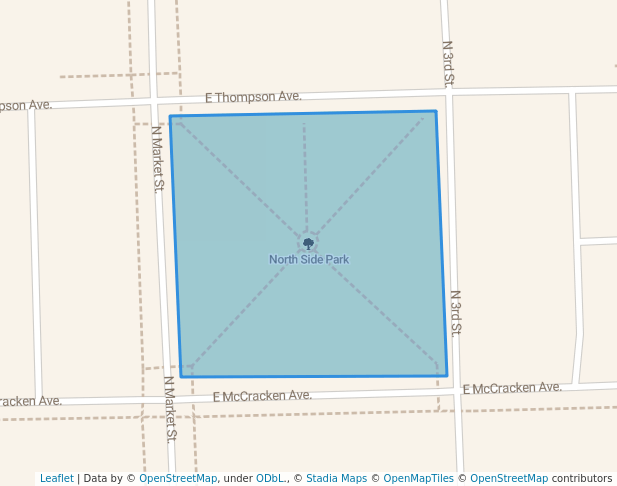 walking in North Side Park map in Hoopeston