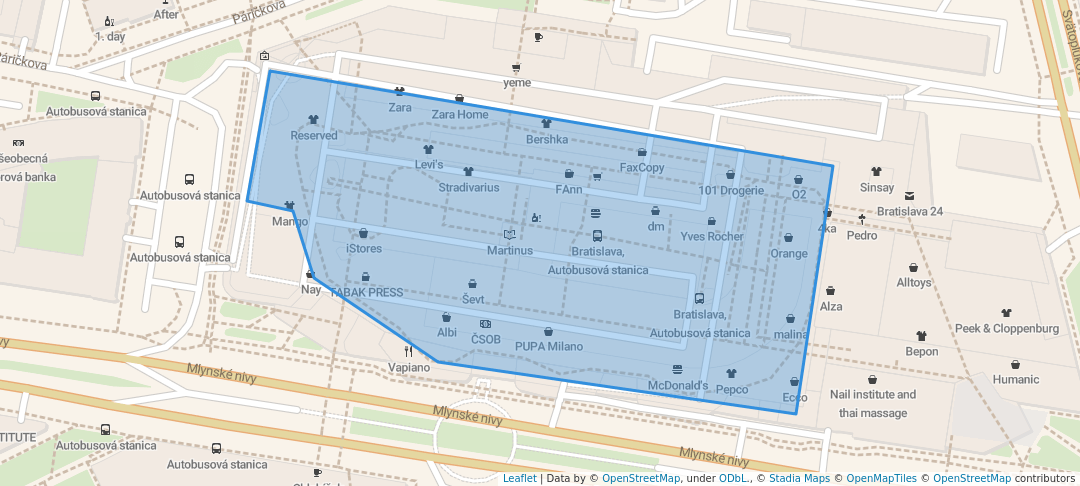 walking in Zelená strecha map in Bratislava