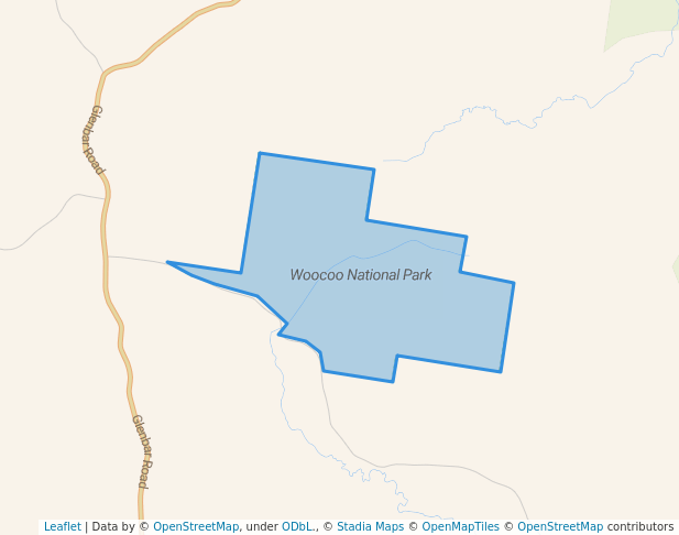 walking in Woocoo National Park map in Teebar