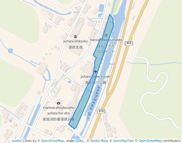 湯原河川公園 in Maniwa | Map and Routes
