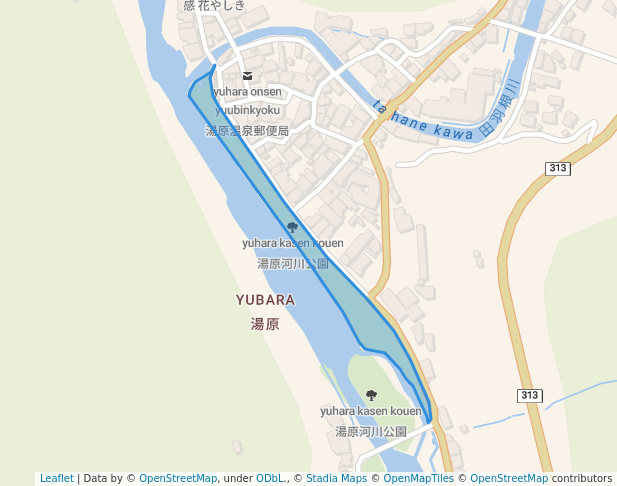湯原河川公園 in Maniwa | Map and Routes