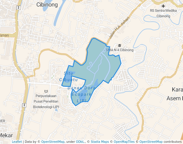 walking in Kebun Raya Cibinong map in Cibinong