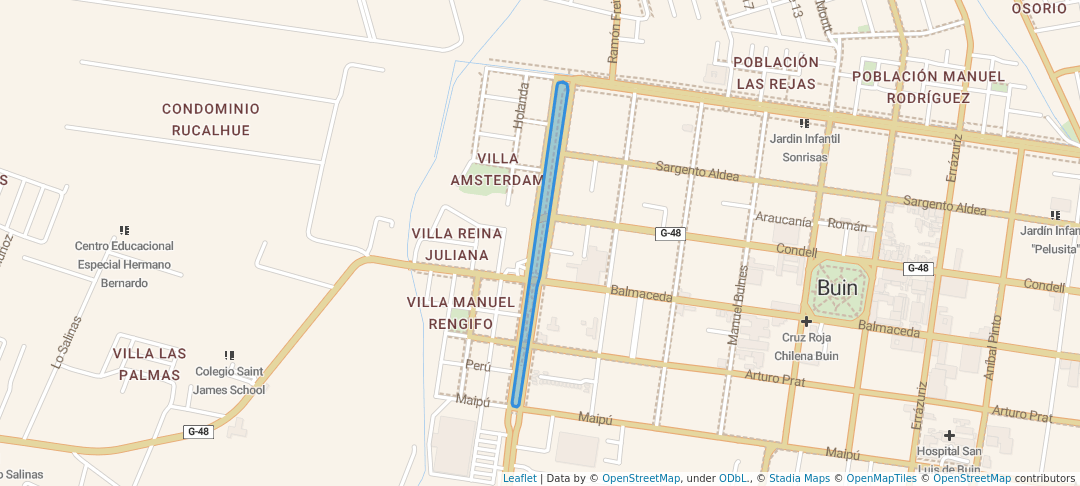 walking in Parque O'Higgins de Buin map in Buin