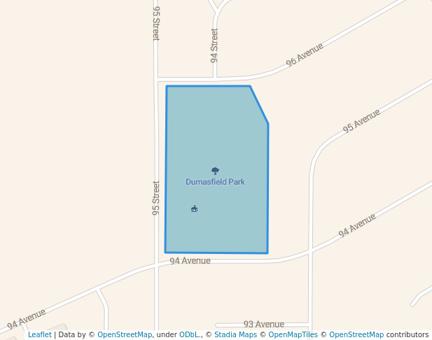 walking in Dumasfield Park map in Lac la Biche