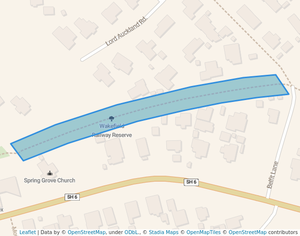 walking in Wakefield Railway Reserve map in Wakefield