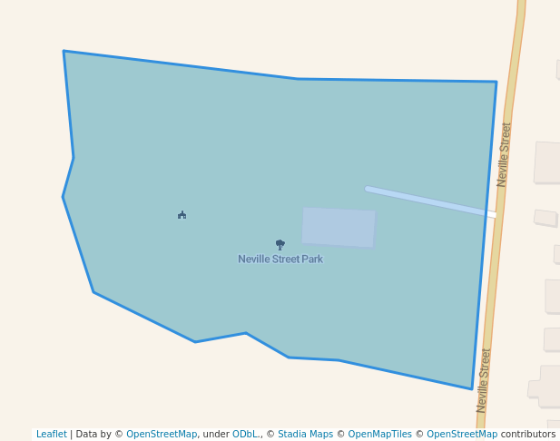 walking in Neville Street Park map in Dominion