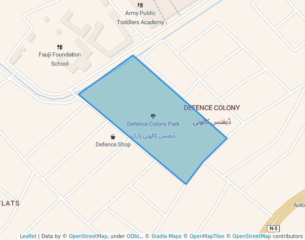 walking in Defence Colony Park map in Peshawar