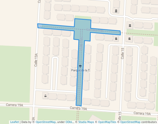 walking in Parque de la T map in Soacha