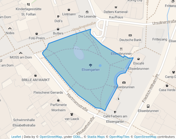 walking in Elisengarten map in Aachen