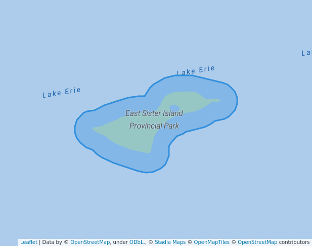 walking in East Sister Island Provincial Park map in Kingsville