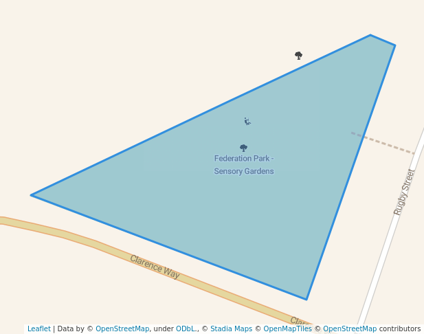 walking in Federation Park - Sensory Gardens map in Copmanhurst