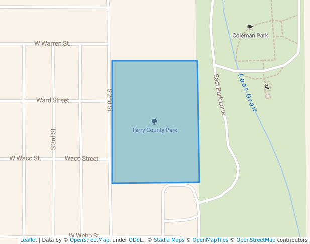 walking in Terry County Park map in Brownfield