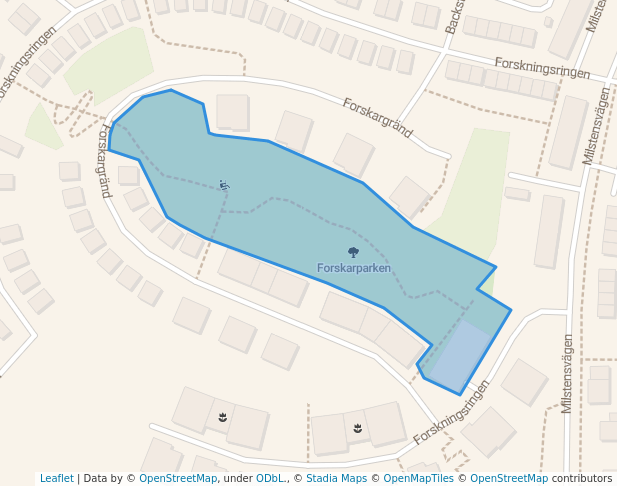 walking in Forskarparken map in Sundbyberg