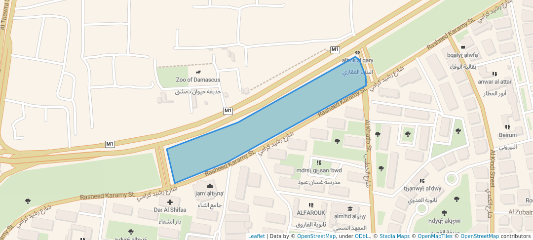 walking in shabibe park map in Damascus