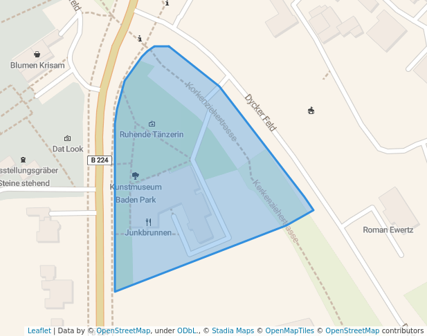 walking in Kunstmuseum Baden Park map in Solingen