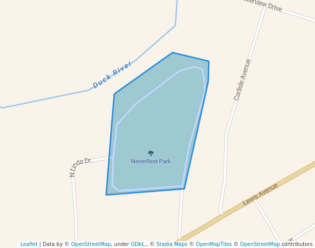 walking in NeverRest Park map in Shelbyville