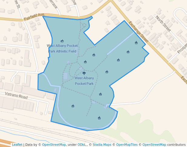 walking in West Albany Pocket Park map in Albany