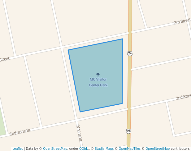 walking in MC Visitor Center Park map in Monroe City