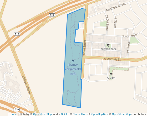 walking in aramco envirnmental park map in Dhahran