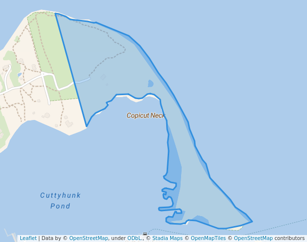 walking in Copicut Neck map in Gosnold